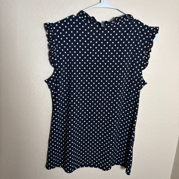 Tommy Hilfiger Blouse Women's Small Polka Dot V-Neck Ruffle Cap Sleeve Creer - Picture 4 of 8